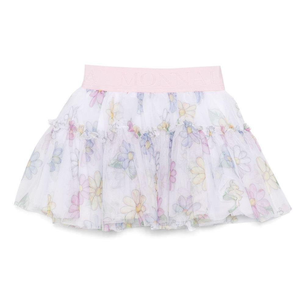 Gonna per neonata Monnalisa bianco a fiori - Rubino Kids
