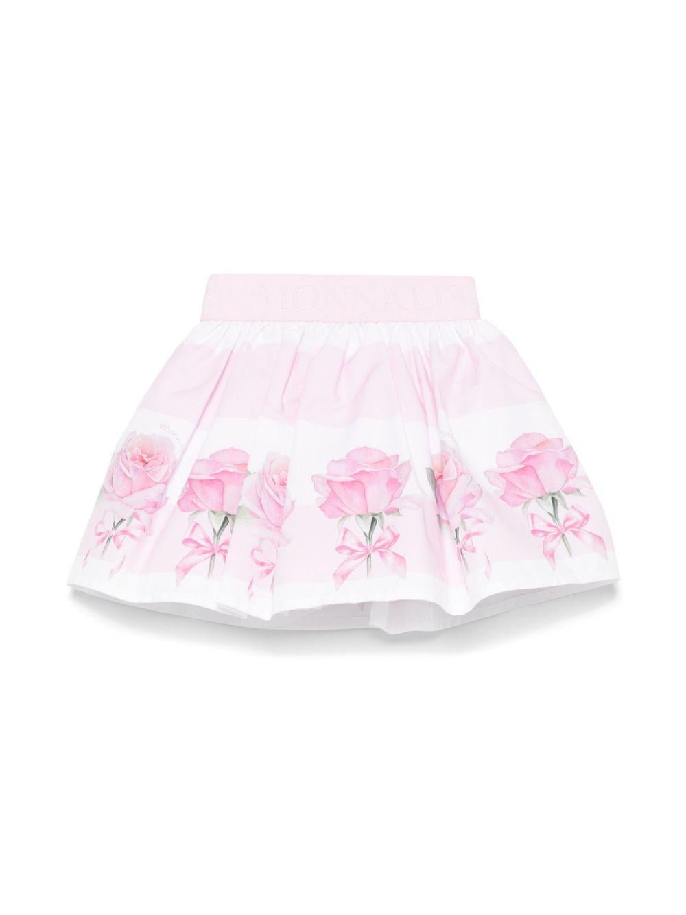 Gonna per neonata Monnalisa rosa con stampa rose all - over - Rubino Kids