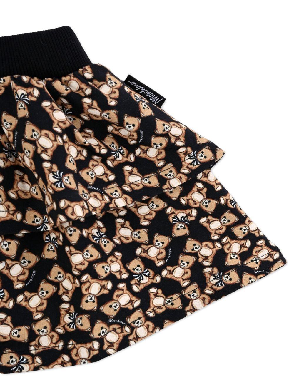 Gonna per neonata Moschino Kids nero con stampa Teddy - Rubino Kids