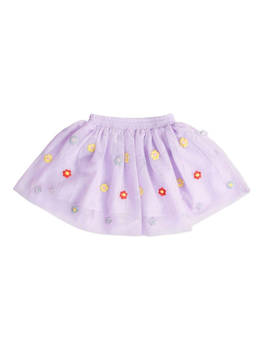 Gonna per neonata Stella McCartney Kids lilla in tulle con ricamo floreale - Rubino Kids