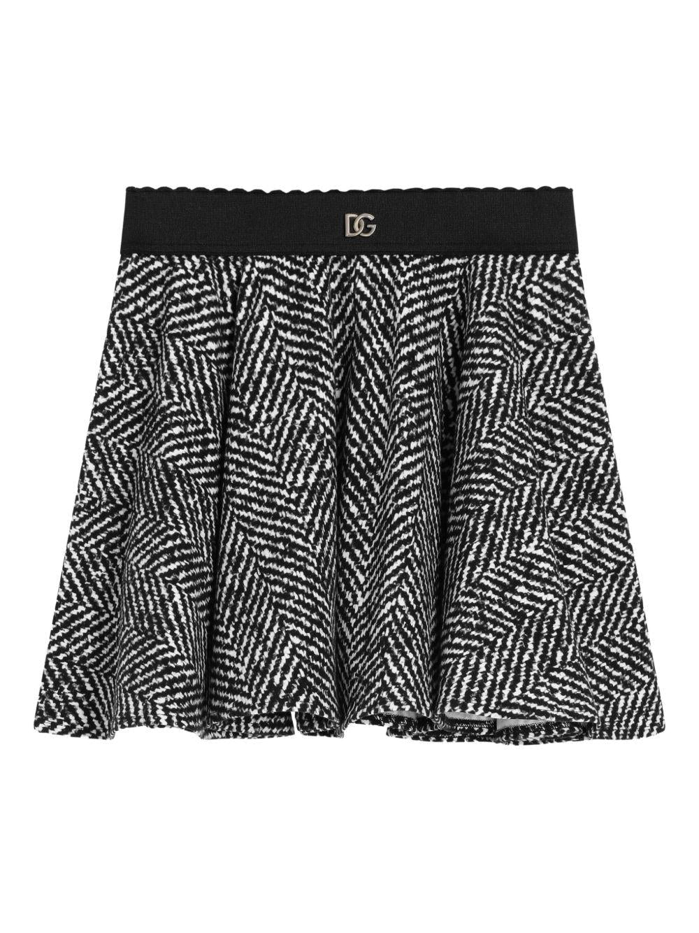 Gonna plissettata per bambina Dolce & Gabbana Kids nero con motivo chevron - Rubino Kids