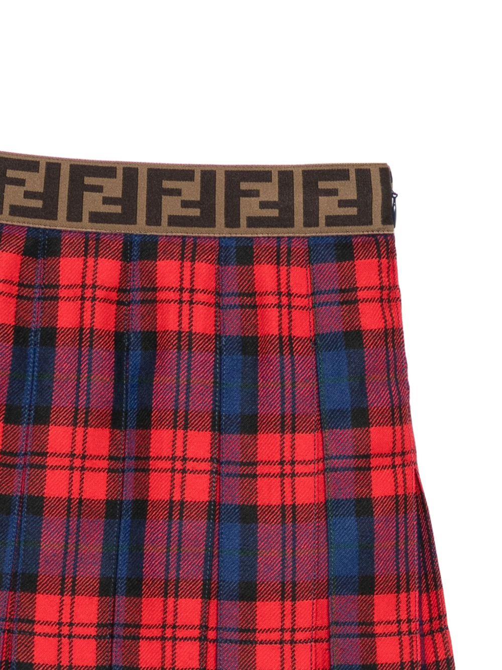 Gonna plissettata per bambina Fendi Kids con motivo tartan - Rubino Kids