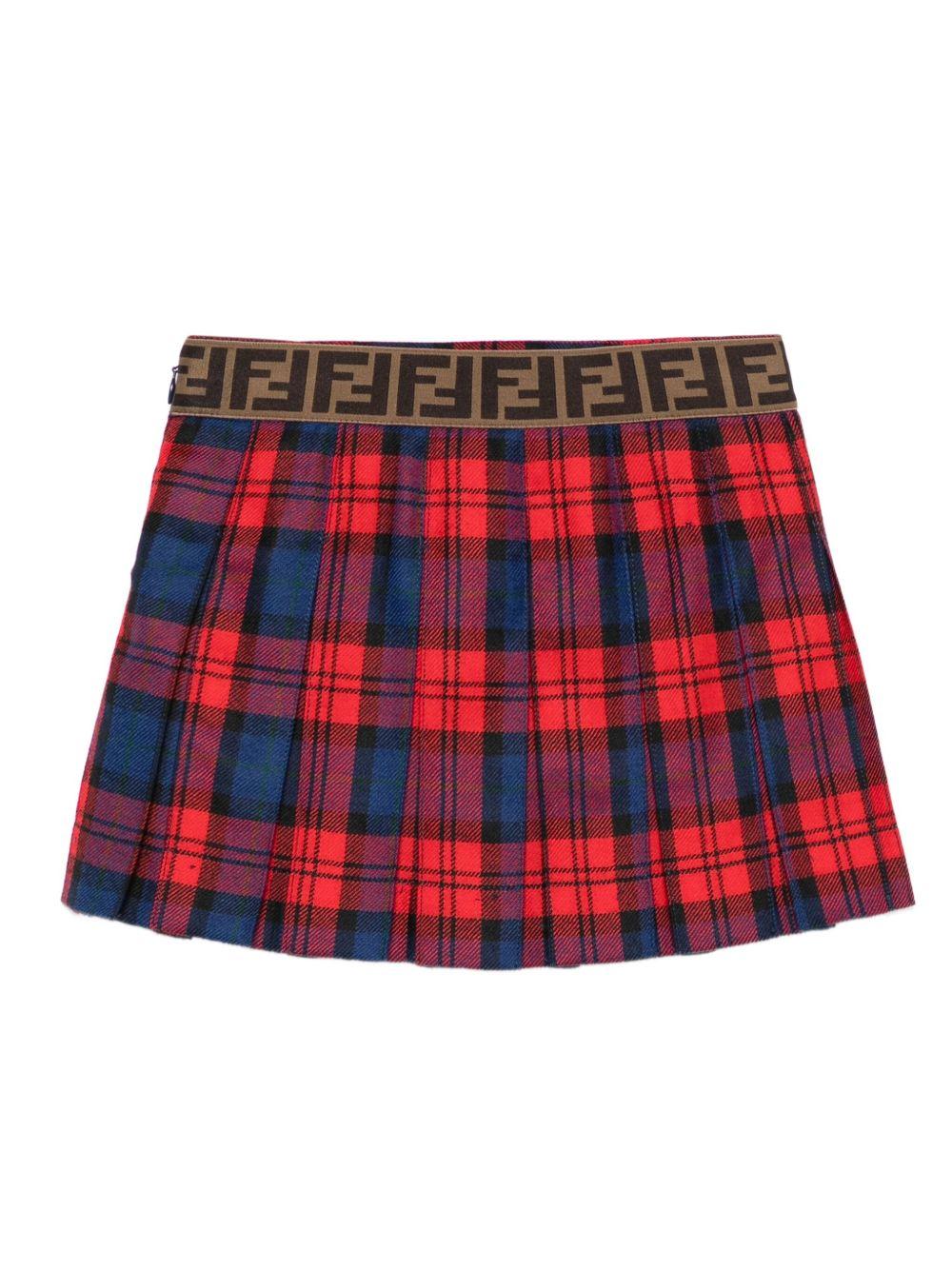 Gonna plissettata per bambina Fendi Kids con motivo tartan - Rubino Kids