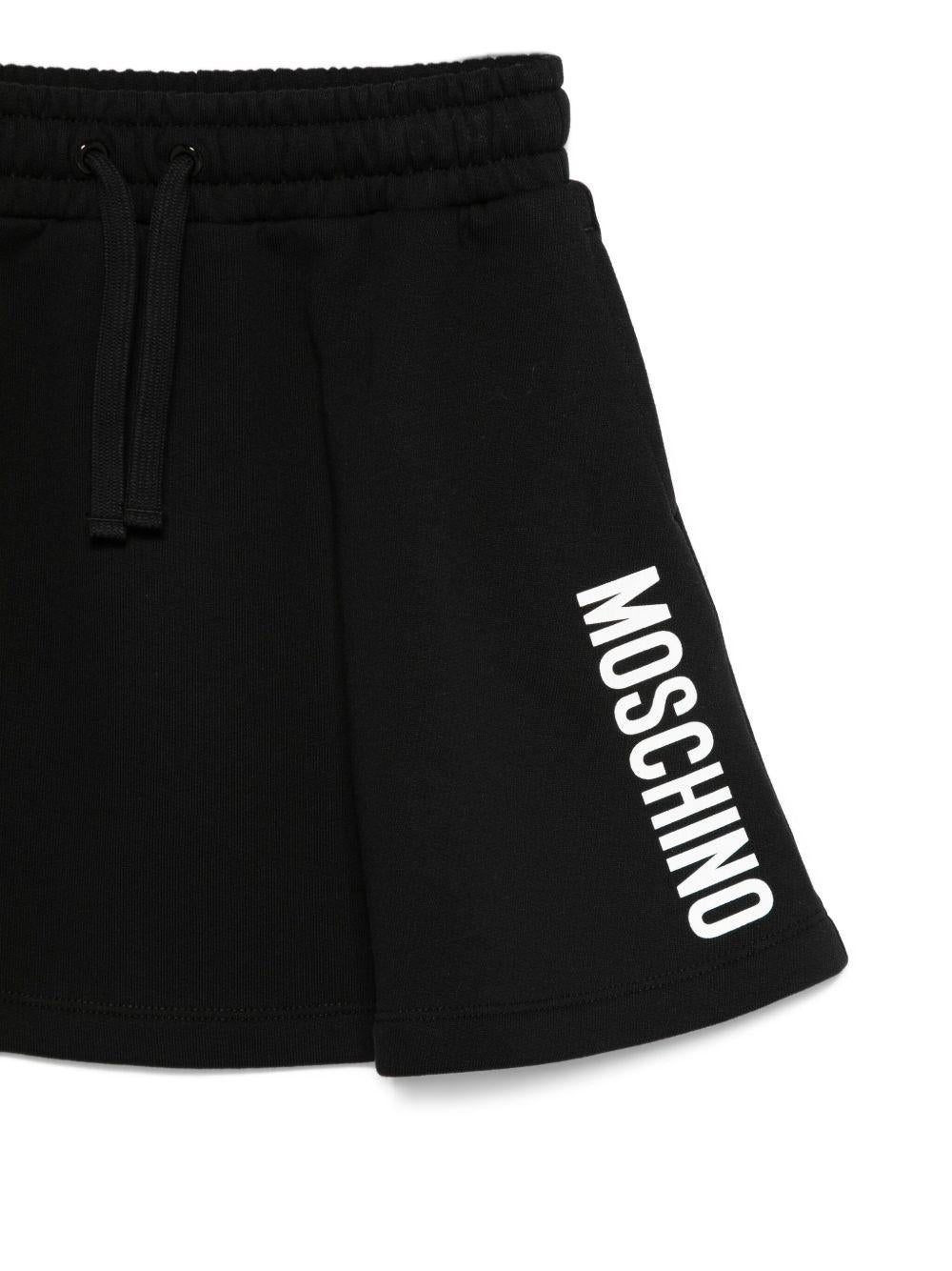 Gonna plissettata per bambina Moschino Kids nera con dettaglio logo - Rubino Kids