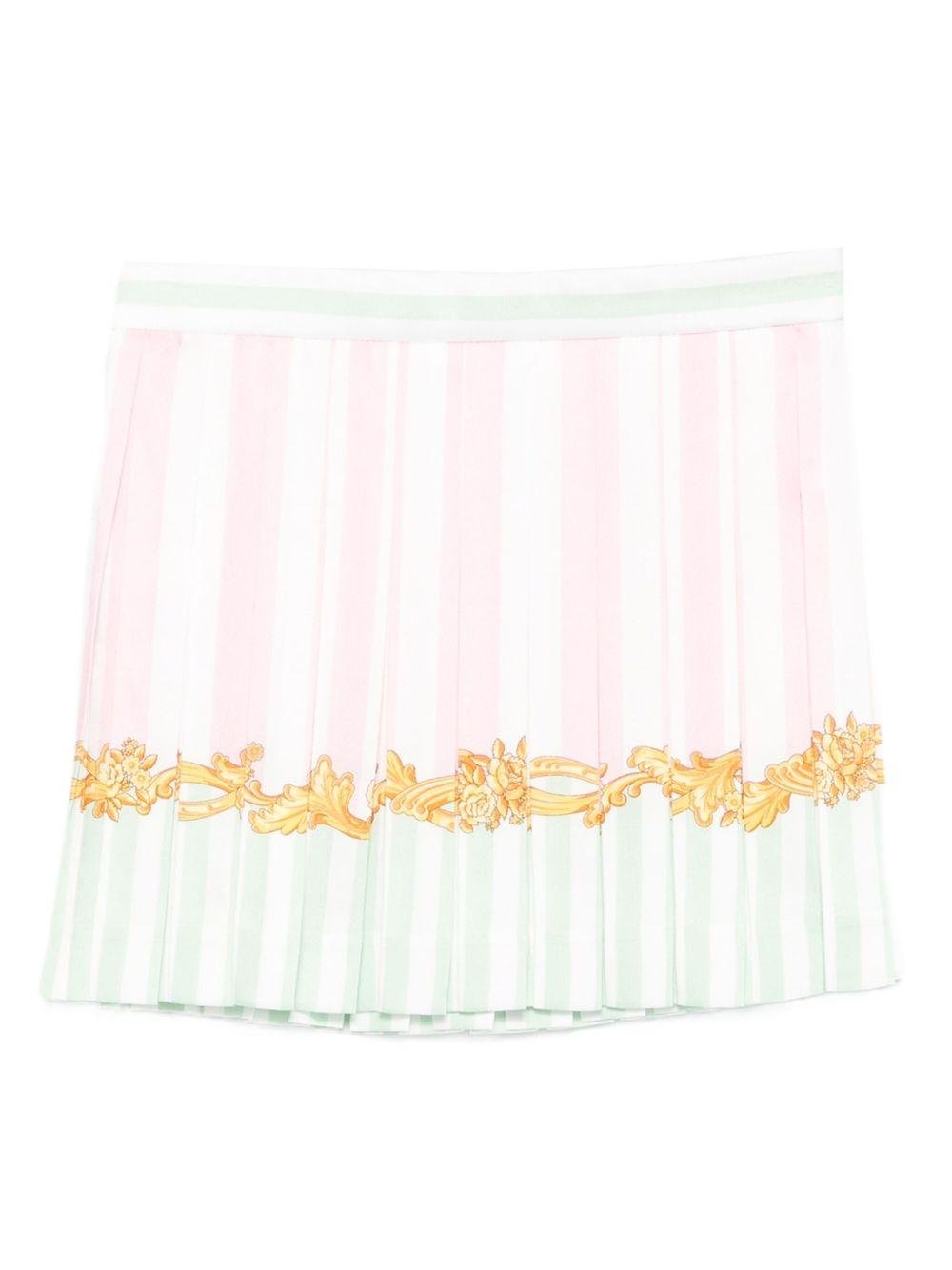 Gonna plissettata per bambina Versace Kids rosa con stampa barocca - Rubino Kids