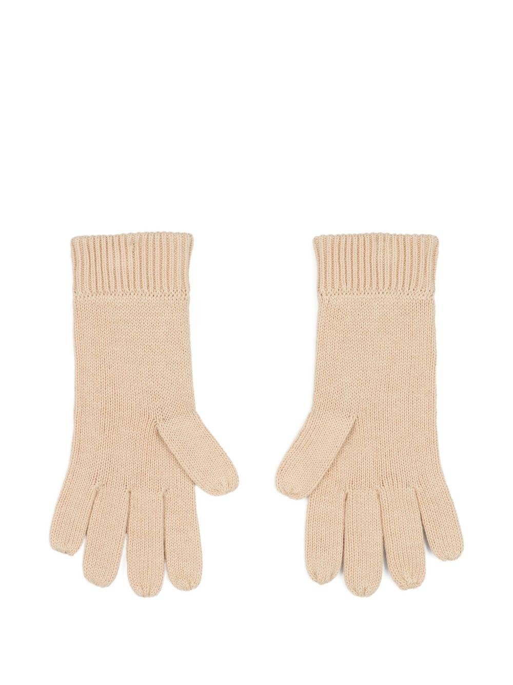 Guanti per bambina Chloé Kids beige con ricamo con logo - Rubino Kids