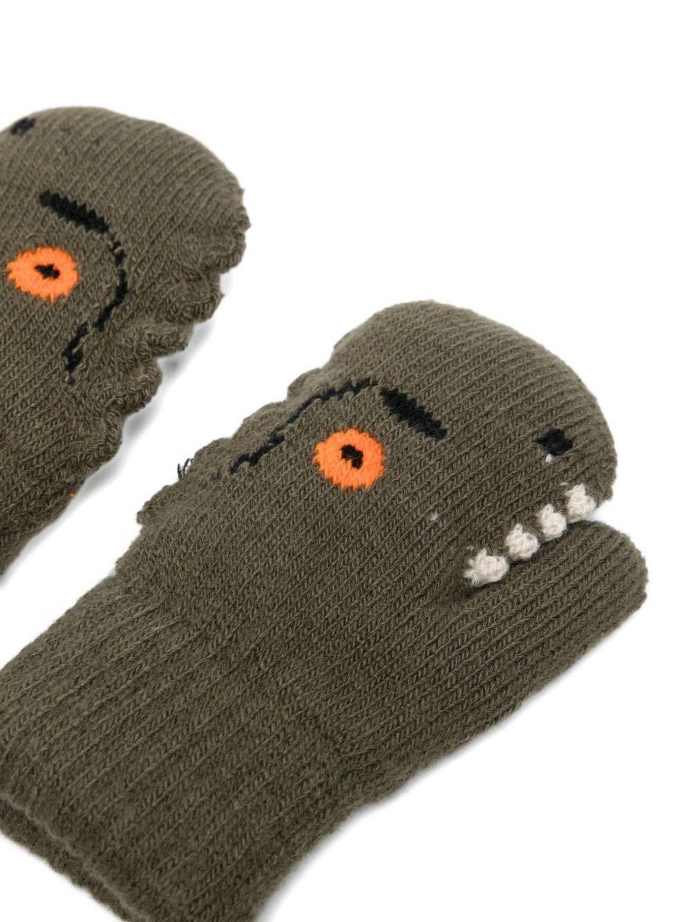 Guanti per bambino Molo verde con faccia di dinosauro - Rubino Kids