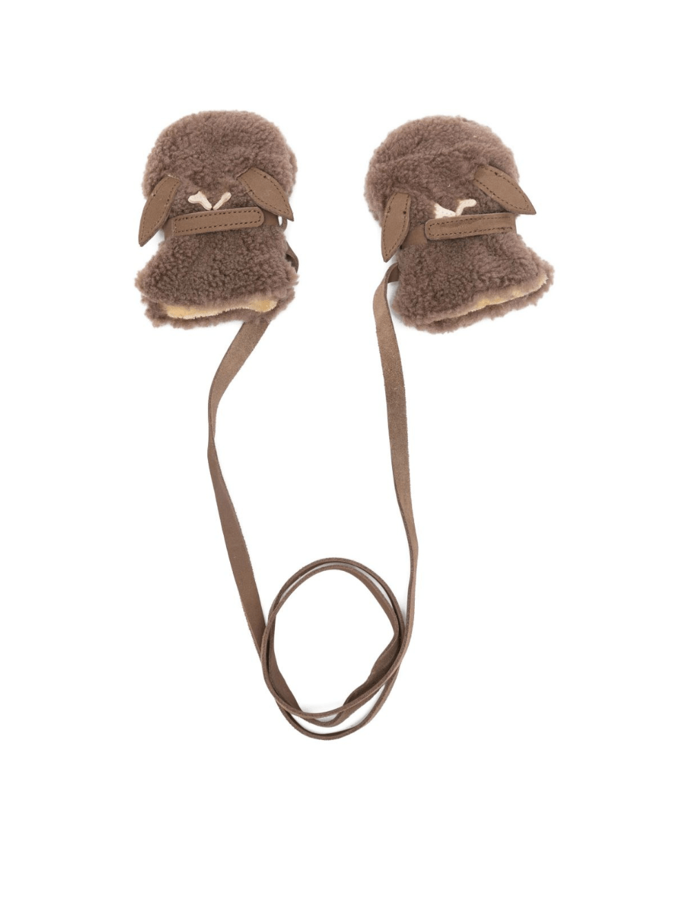 Guanti per neonata Donsje marroni con polsini annodati - Rubino Kids