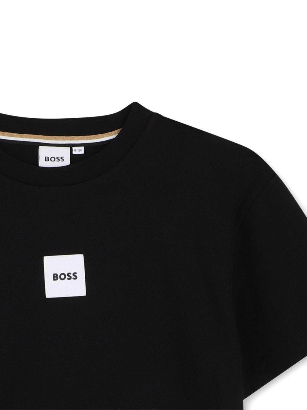 T-shirt per bambino Boss Kids nera con dettaglio logo J52897 09B BOSS KIDS