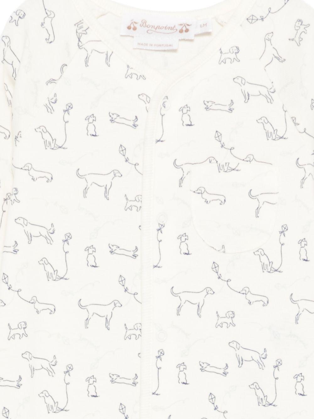 Tutina per neonati Bonpoint bianco con stampa cagnolini all-over S06ONIK00016 676 BONPOINT