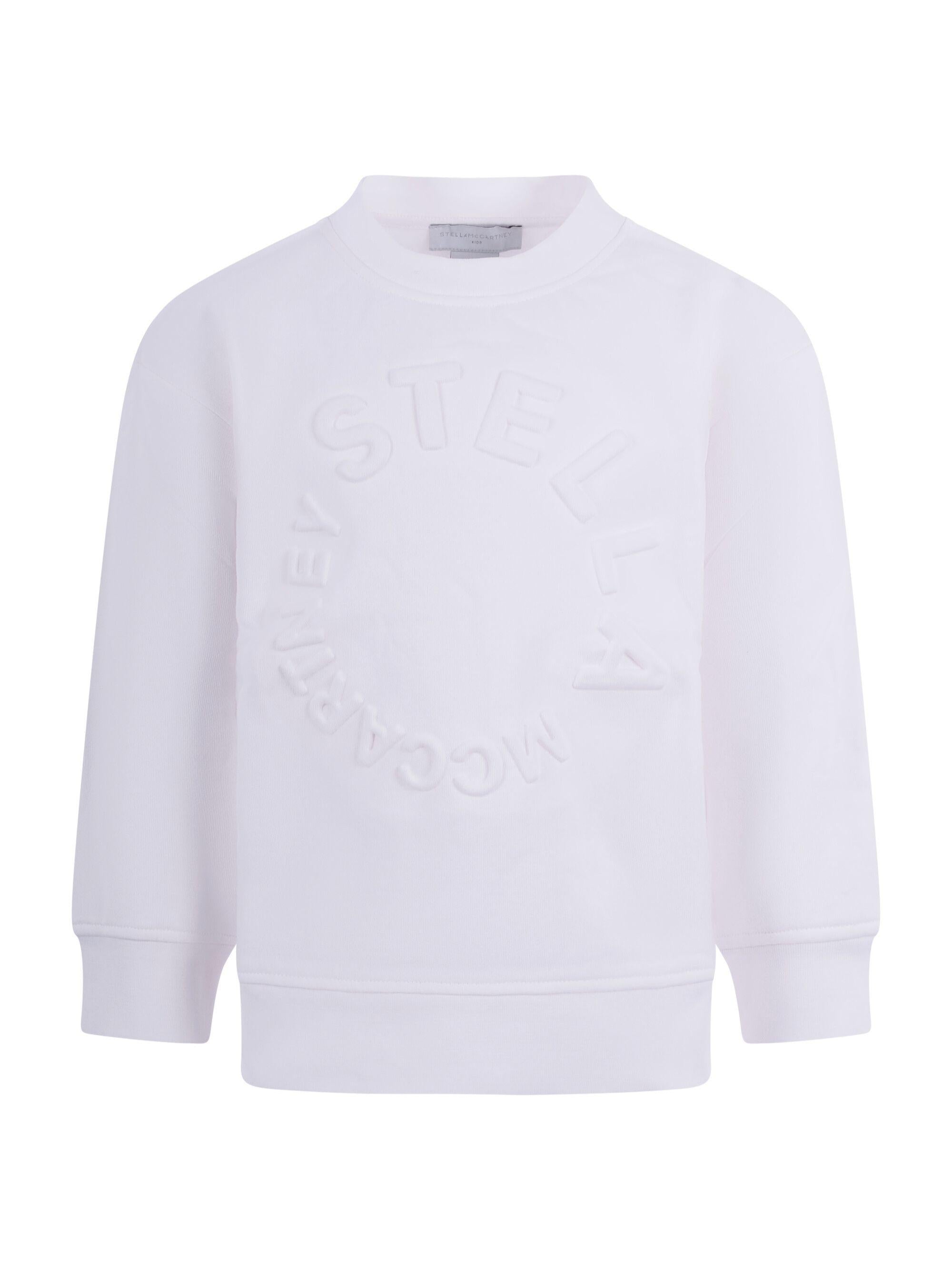 Felpa per bambina Stella McCartney Kids bianca con logo goffrato sul davanti TV4P30 Z0453 101 STELLA McCARTNEY KIDS