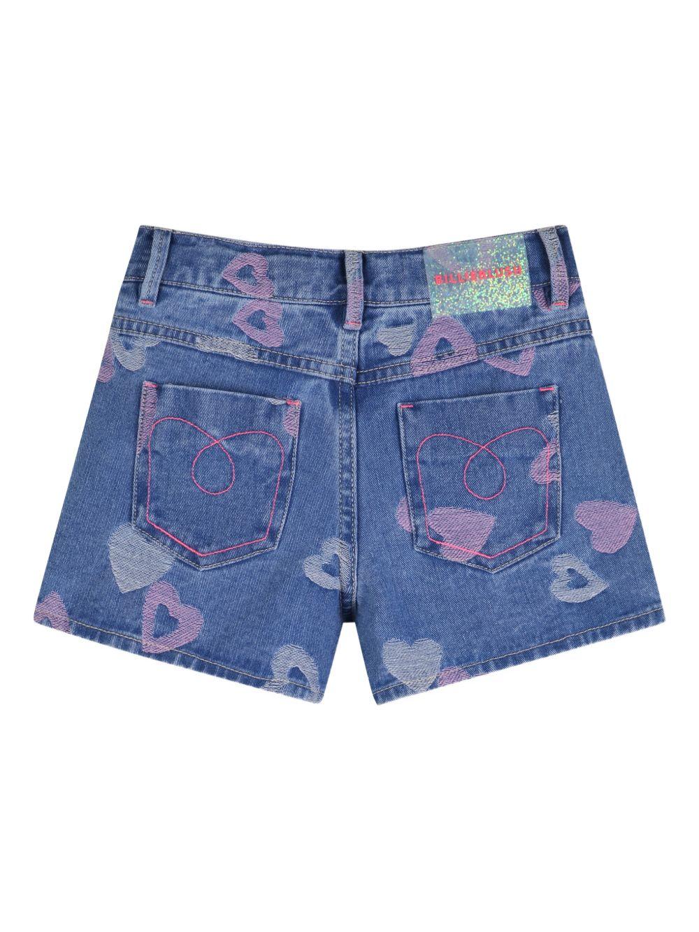 Shorts per bambina Billieblush blu con stampa a cuore all-over U22163 Z10 BILLIEBLUSH