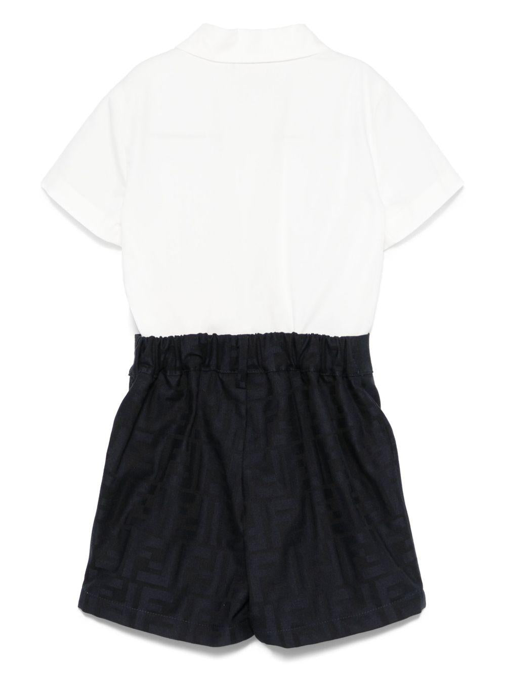Set camicia e shorts per neonato Fendi Kids bianco a maniche corte BML158 AS64 F1I11 FENDI KIDS