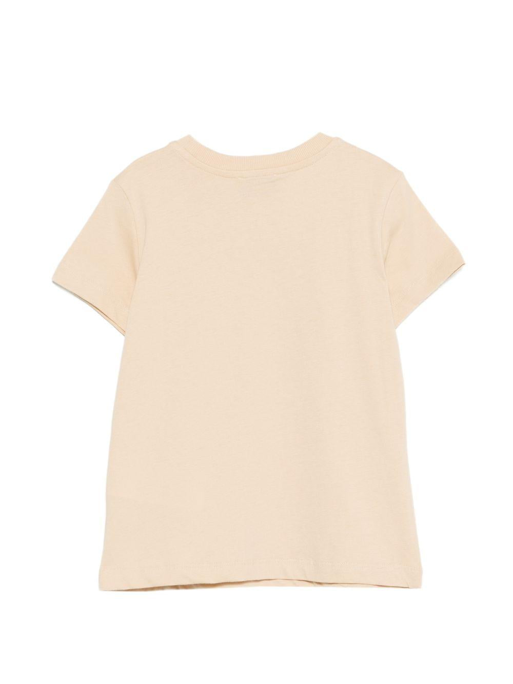 T-shirt per bambini Moschino Kids beige con logo a spirale sul davanti HXM058LAA02 20829 MOSCHINO KIDS