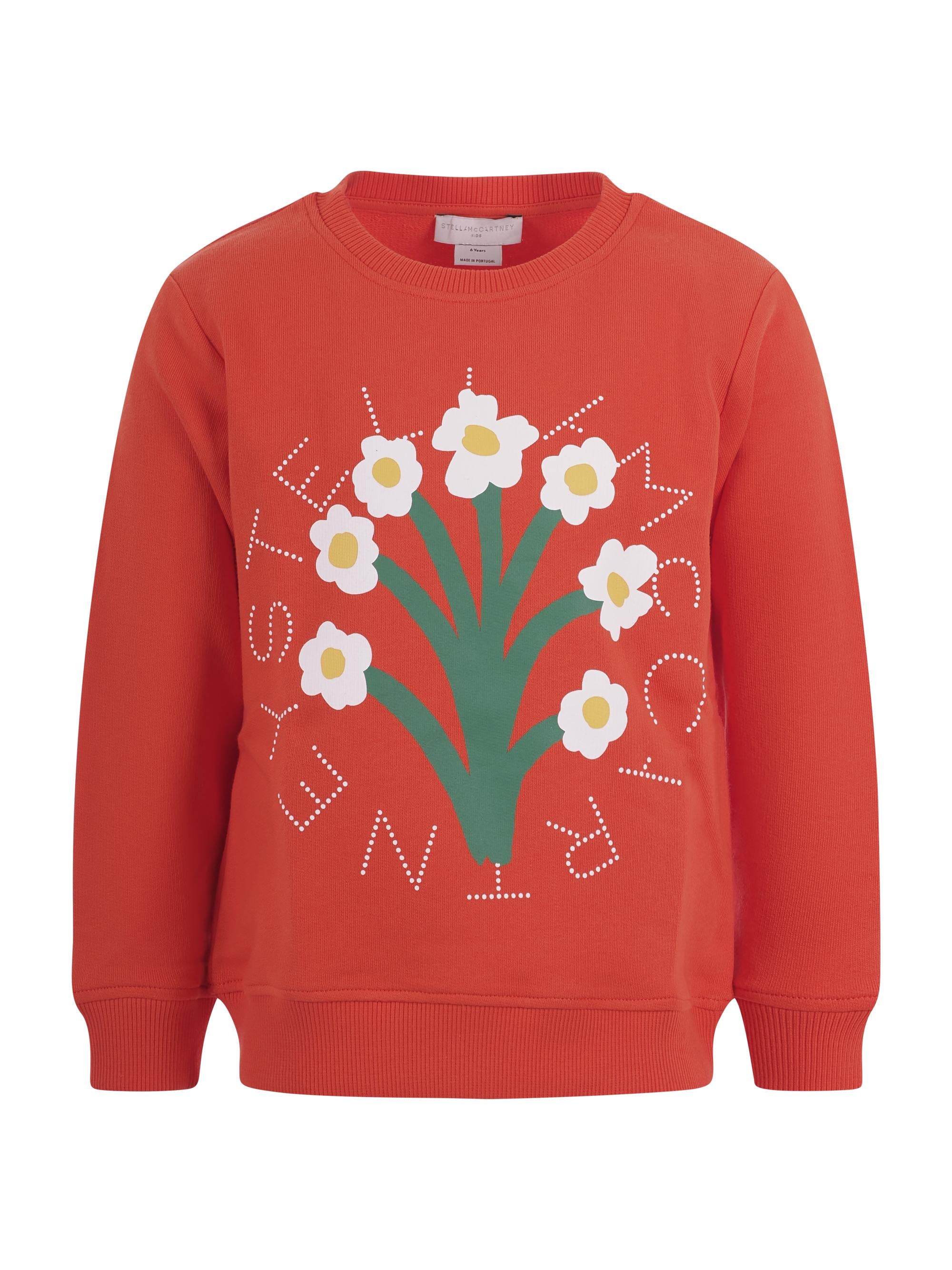 Felpa per bambina Stella McCartney Kids rossa con stampa fiori sul davanti TY4B00 Z0499 426 STELLA McCARTNEY KIDS