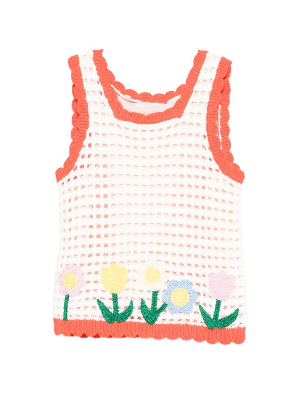 T-shirt per bambina Stella McCartney Kids bianca con fiori ricamati TY9A22 Z1876 101 STELLA McCARTNEY KIDS