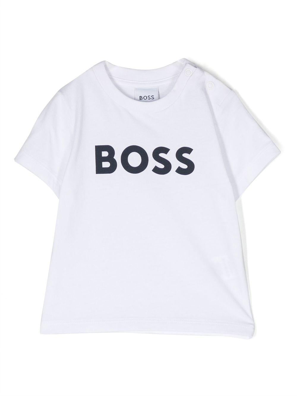 T-shirt per neonato BOSS Kidswear bianco con stampa J05P12 10P BOSS KIDS