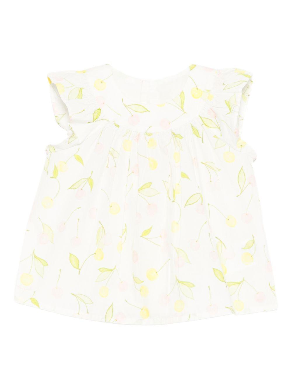 Camicia per neonata Bonpoint bianco con maniche arricciate S06XBLW00001 625 BONPOINT