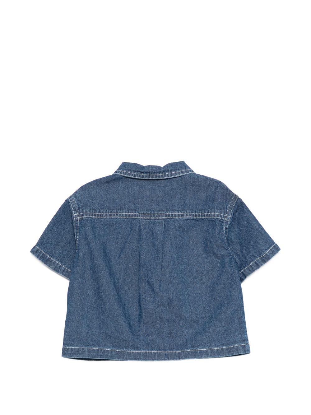 Camicia per neonato Moschino Kids denim con logo sul davanti MUC01KL0E45 40188 MOSCHINO KIDS