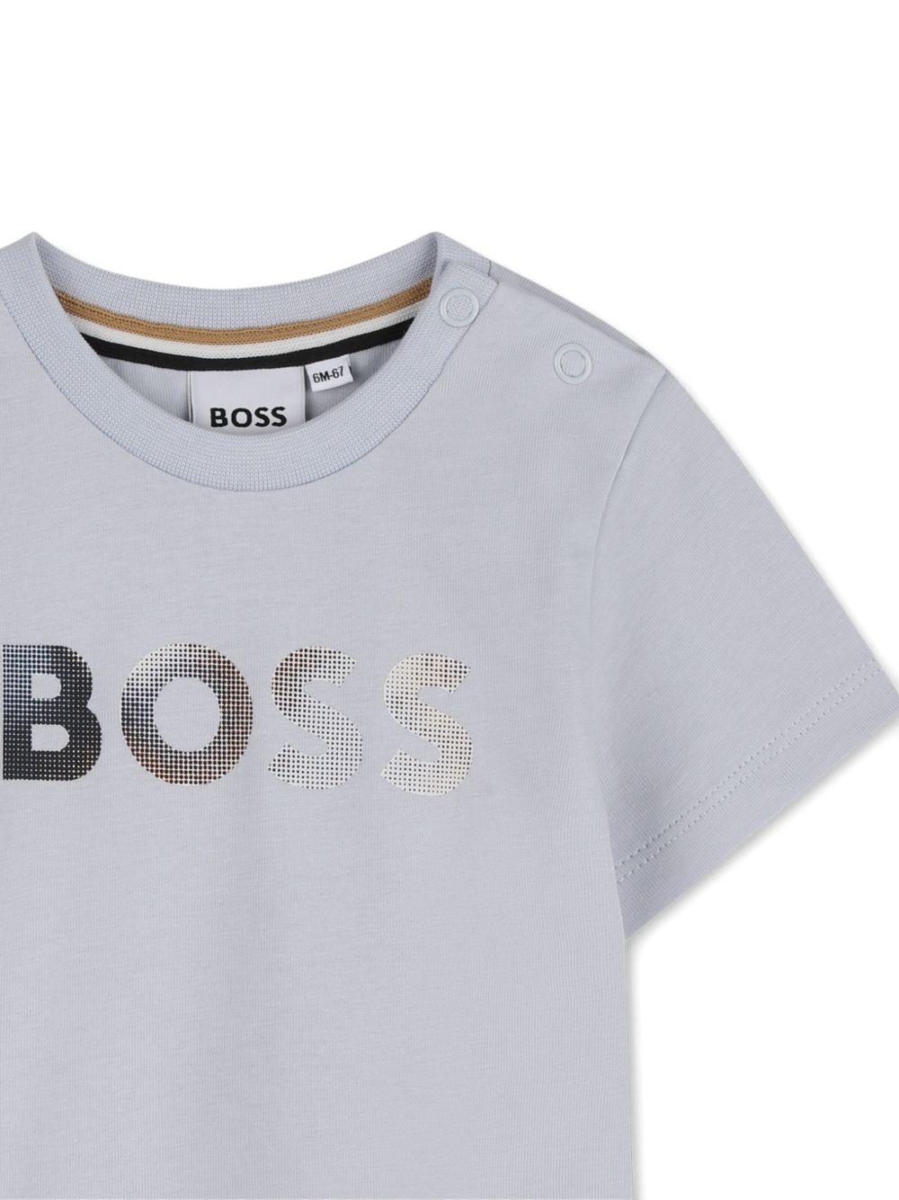 T-shirt per neonato Boss Kids grigia con stampa con logo J52887 78K BOSS KIDS