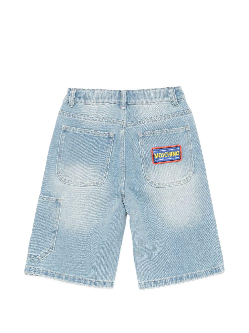 Shorts per bambino Moschino Kids denim con dettagli ricamati HUQ02KL0E37 41100 MOSCHINO KIDS
