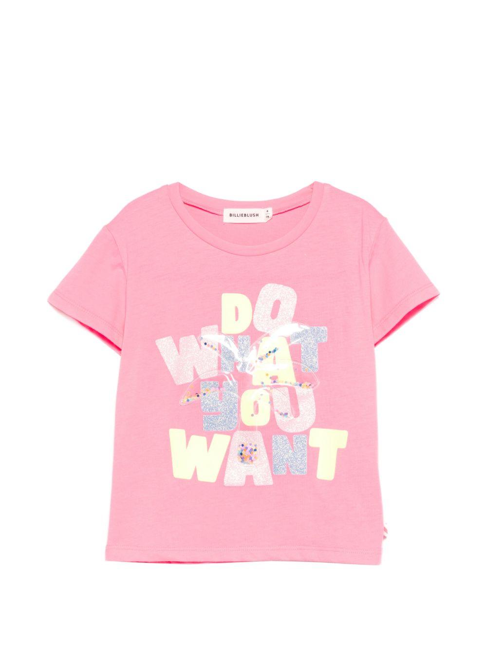 T-shirt per bambina Billieblush rosa con scritta "Do what you want" U21928 499 BILLIEBLUSH