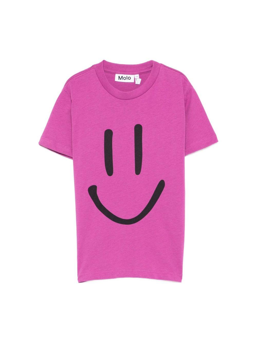 T-shirt per bambina Molo fucsia con stampa smile 6S26A201 5627 MOLO