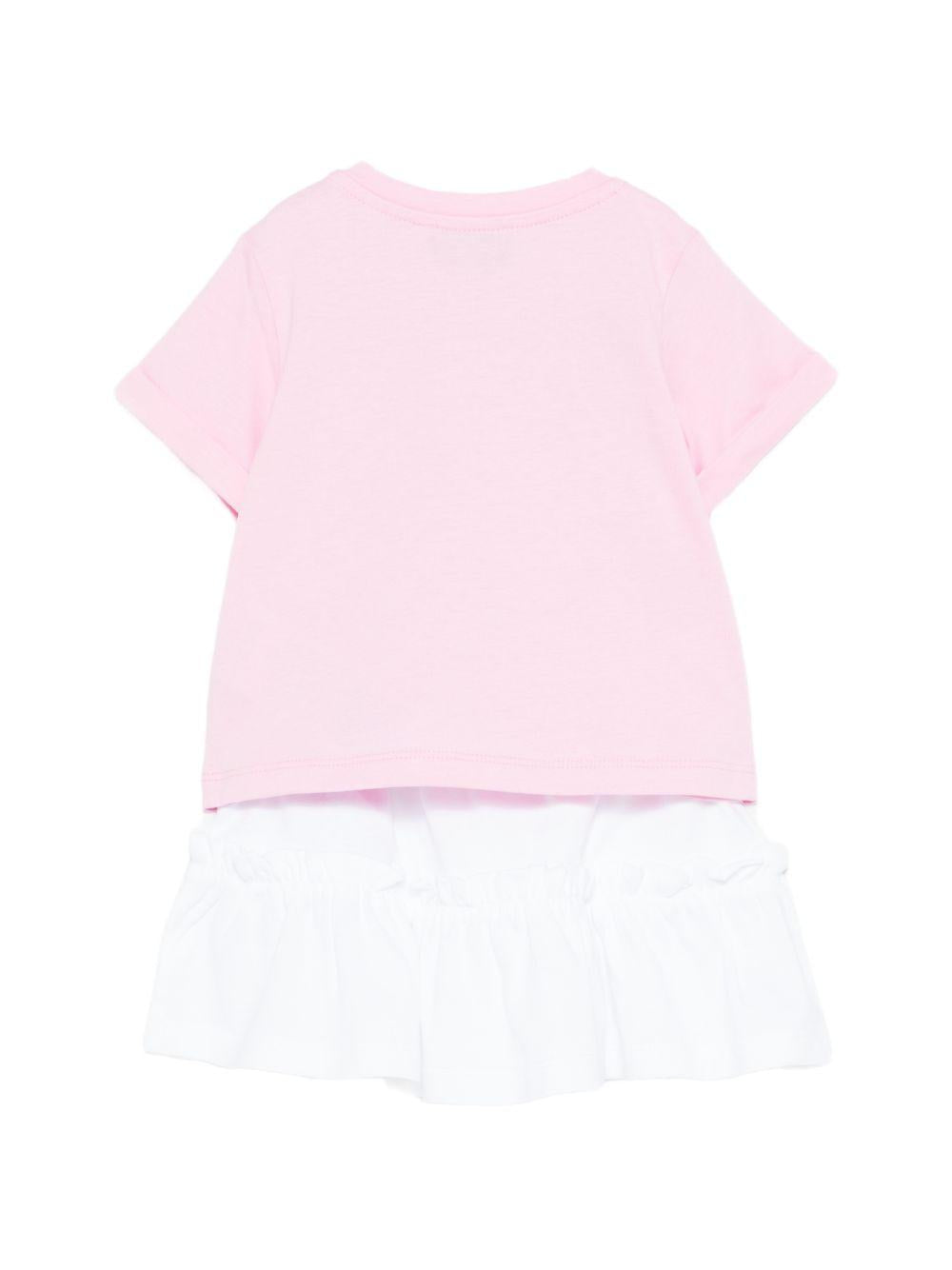Set t-shirt e gonna per neonata Moschino Kids rosa con stampa Teddy MDG01TLAA02 84326 MOSCHINO KIDS