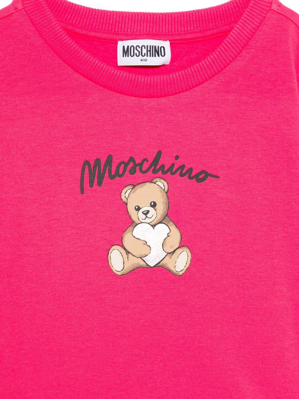 Felpa per bambina Moschino Kids fucsia con stampa Teddy HDF06ELDA14 50541 MOSCHINO KIDS