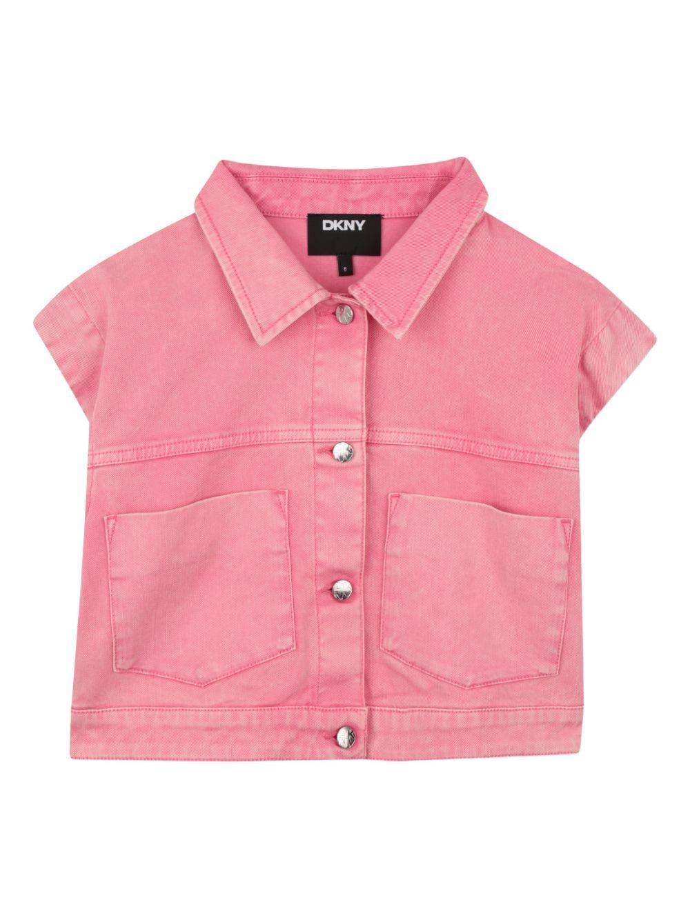 Giubbino per bambina DKNY Kids rosa con colletto D62687 48K DKNY