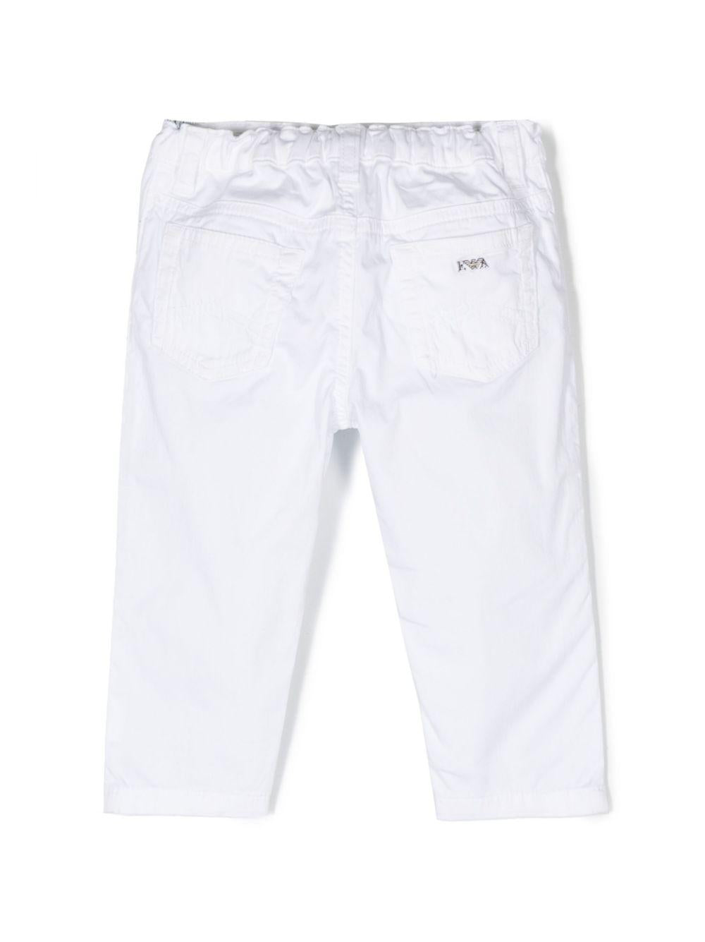 Pantaloni per neonato Emporio Armani Kids bianchi con logo ricamato sul retro 8NHJ02 4N7LZ 0100 EMPORIO ARMANI KIDS
