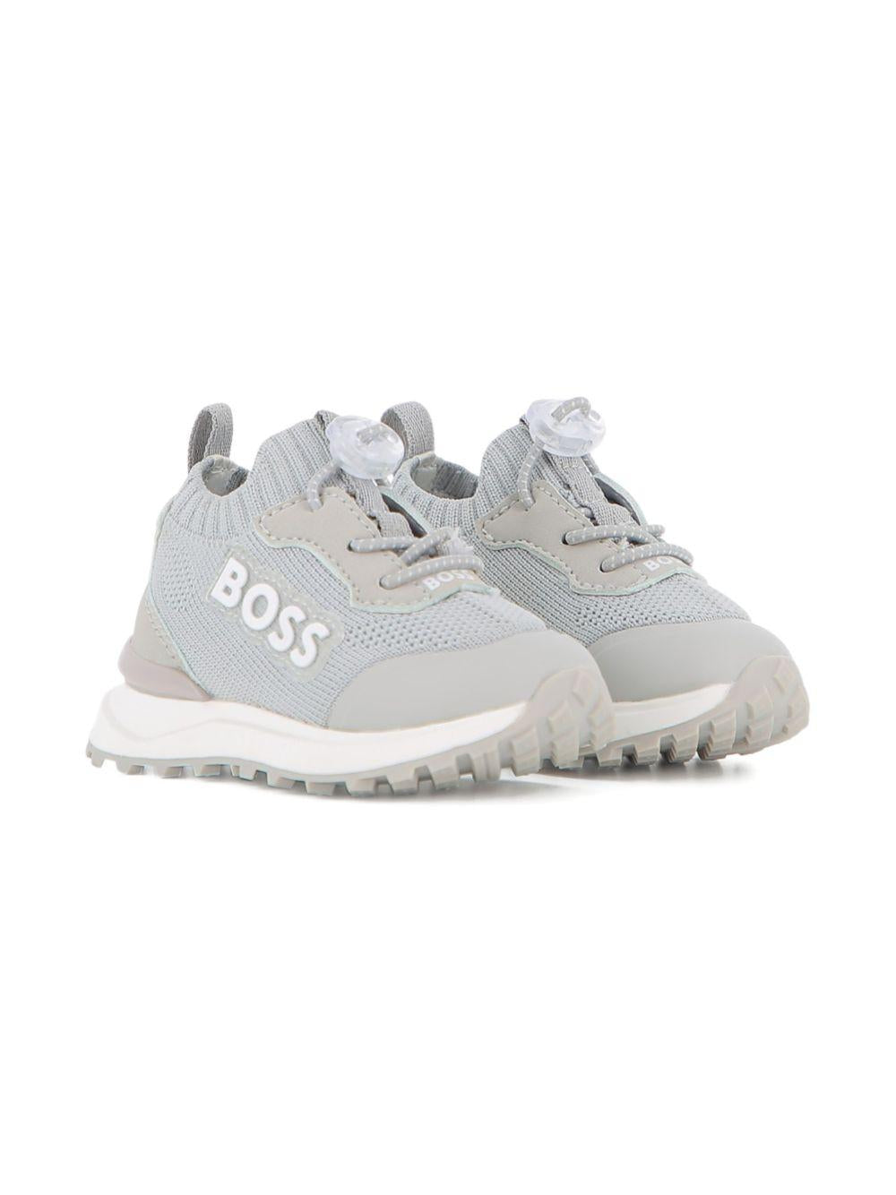 Sneakers per bambino Boss Kids grigie con dettaglio logo J52828 01F BOSS KIDS