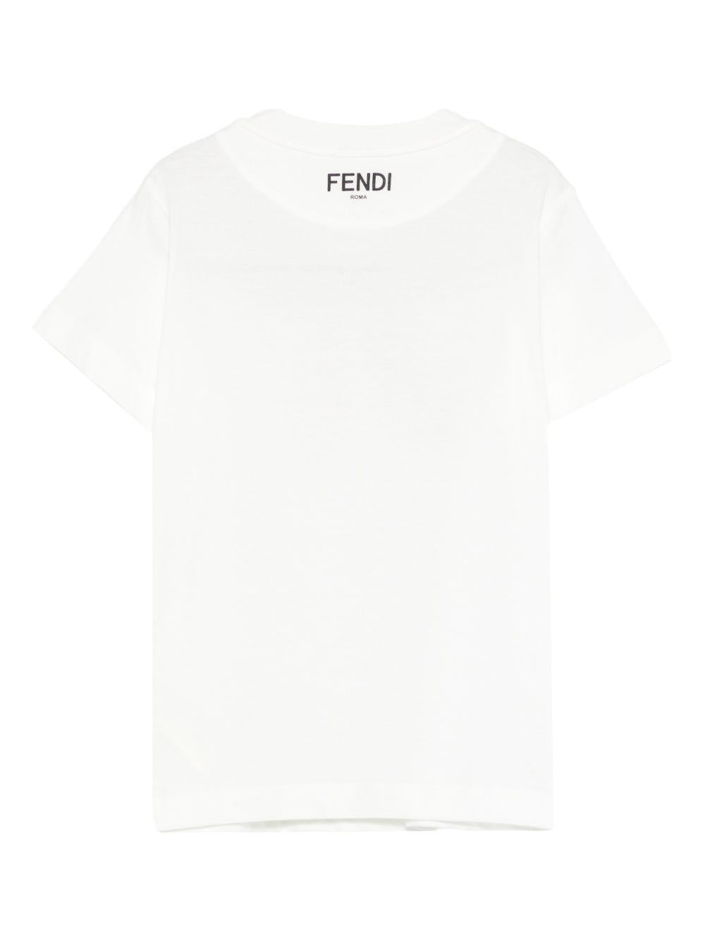 T-shirt per bambina Fendi Kids bianca con stampa fiocco sul davanti JFI391 7AJ F0TU9 FENDI KIDS