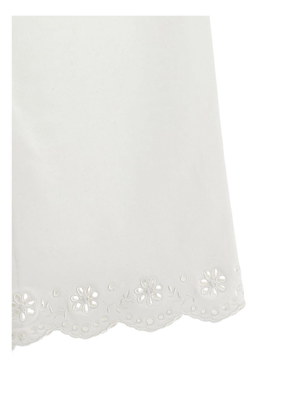 Pantaloni per bambina Monnalisa bianchi con ricamo a fiori 17G400 7014 0001 MONNALISA