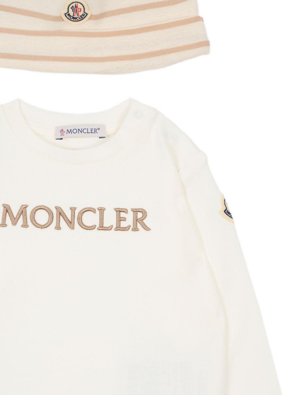 Set tre pezzi per neonato Moncler Kids beige con design a righe L19518P0000189BA2 F20 MONCLER ENFANT