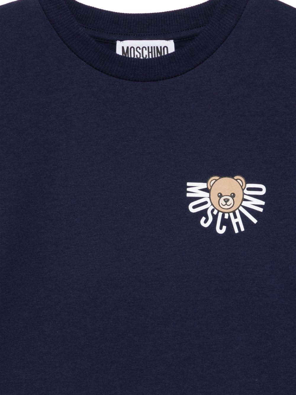 T-shirt per bambini Moschino Kids blu con logo Teddy HOM05GLAA10 40016 MOSCHINO KIDS