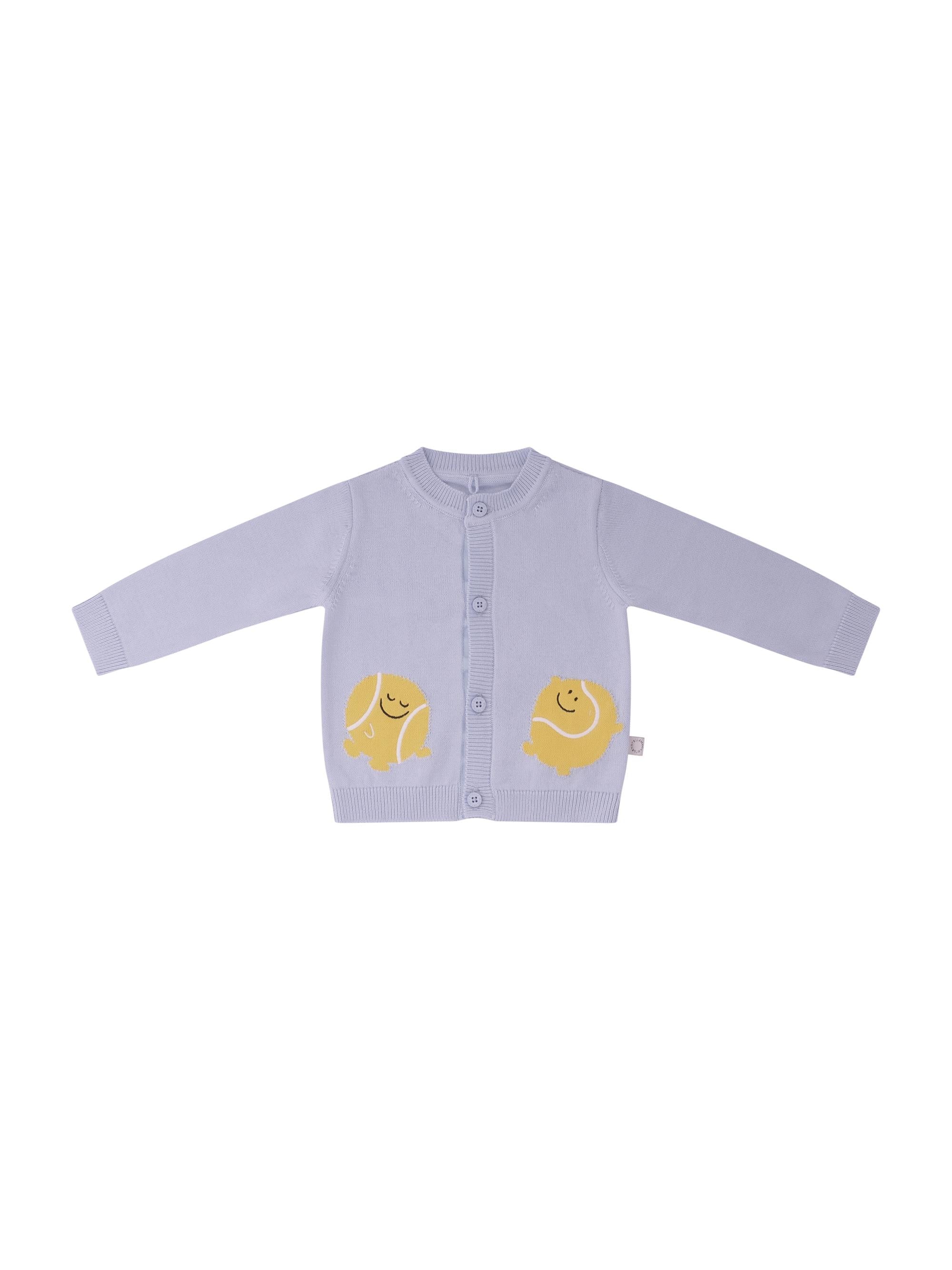 Cardigan per neonato Stella McCartney Kids azzurro con ricamo palle da tennis TY9510 Z2423 602 STELLA McCARTNEY KIDS