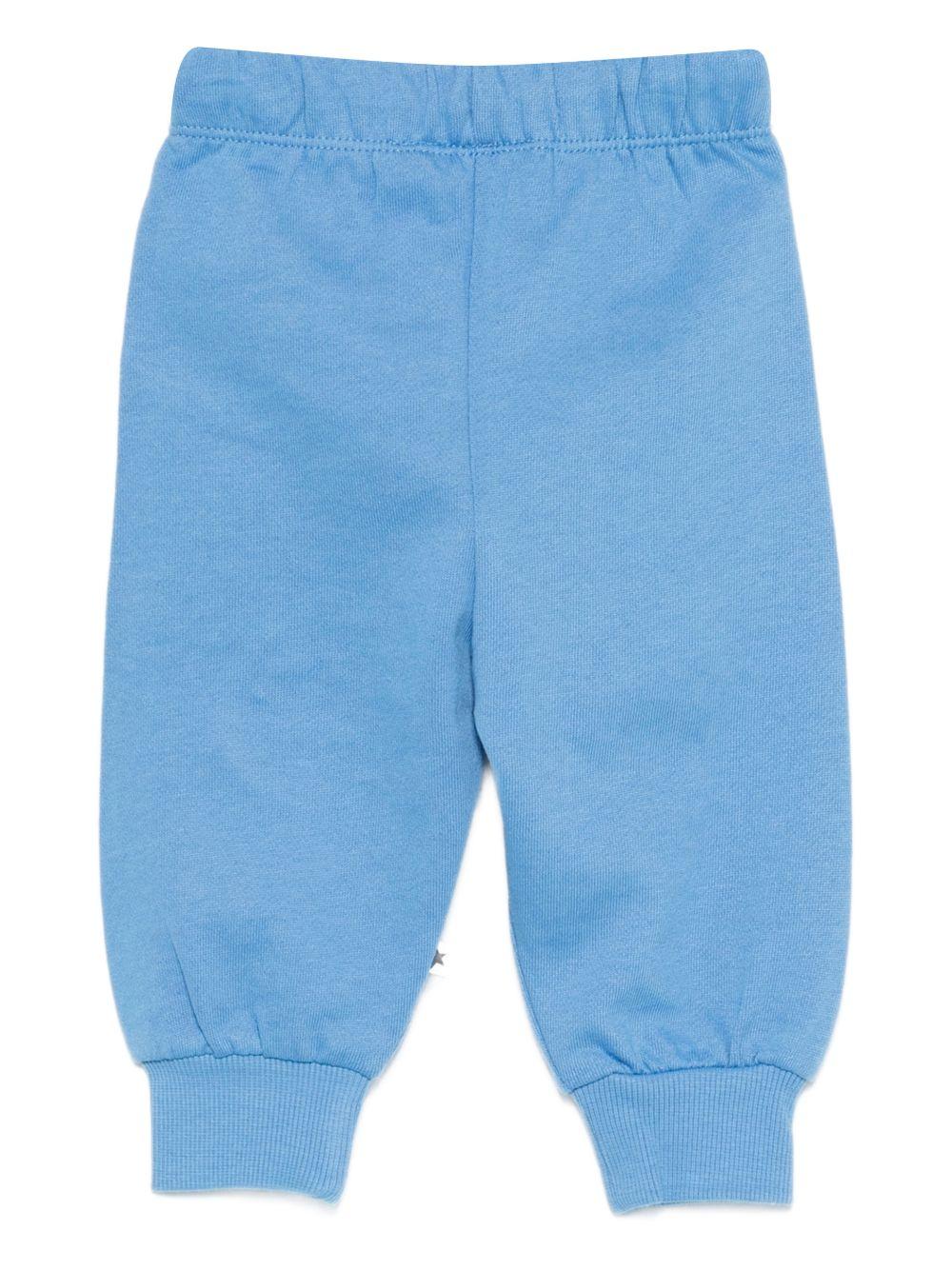 Pantaloni Simeon sportivi per neonato Molo azzurri con toppe smile sulle ginocchia 6S26I205 5615 MOLO