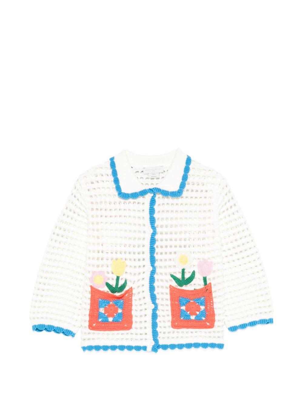 Cardigan per bambina Stella McCartney Kids bianco con dettagli floreali ricamati TY9A10 Z1876 101 STELLA McCARTNEY KIDS