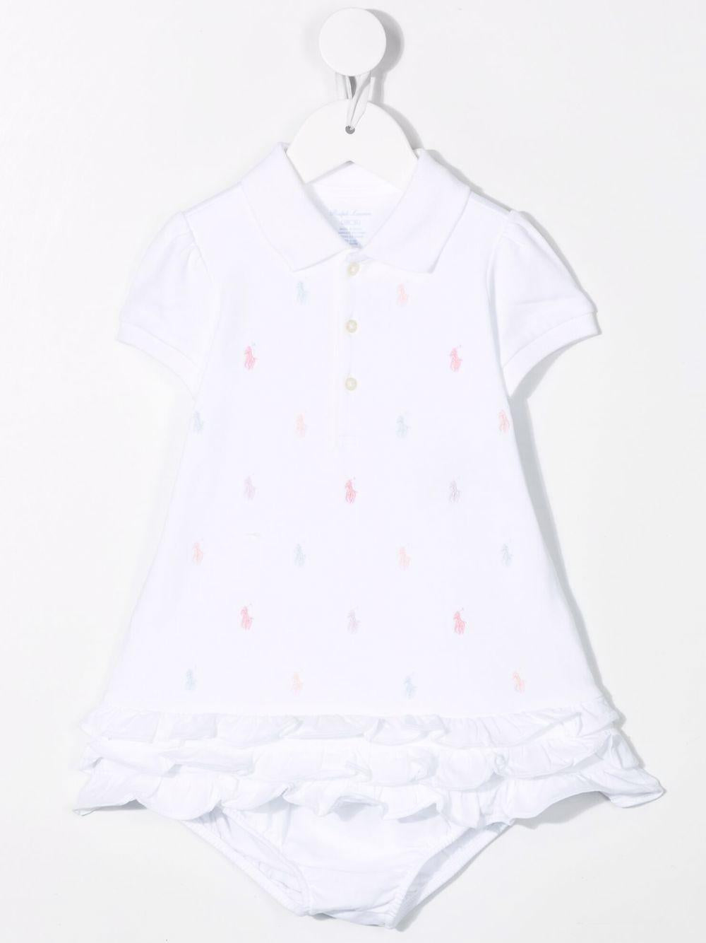 Abito per neonata POLO RALPH LAUREN KIDS bianco in cotone con ricamo 310676237 002 Ralph Lauren kids