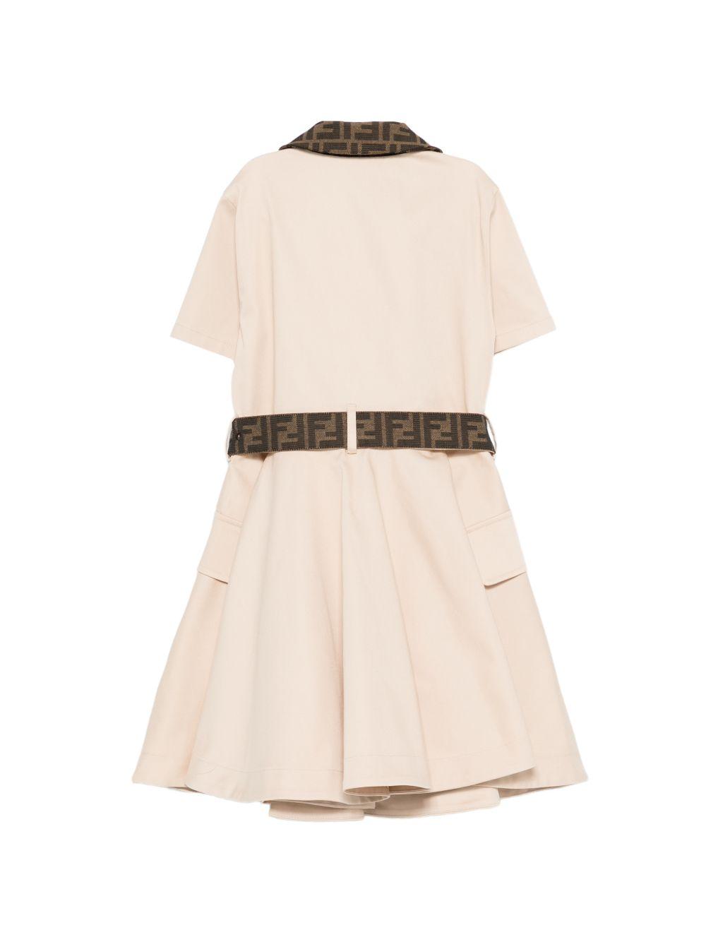 Abito per bambina Fendi Kids beige con cintura con logo JFB827 AS5Y F1P2N FENDI KIDS