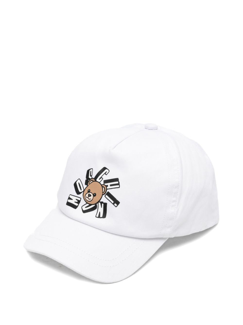 Cappello da baseball per bambini Moschino Kids bianco con logo sul davanti HVX01NLOA00 10101 MOSCHINO KIDS