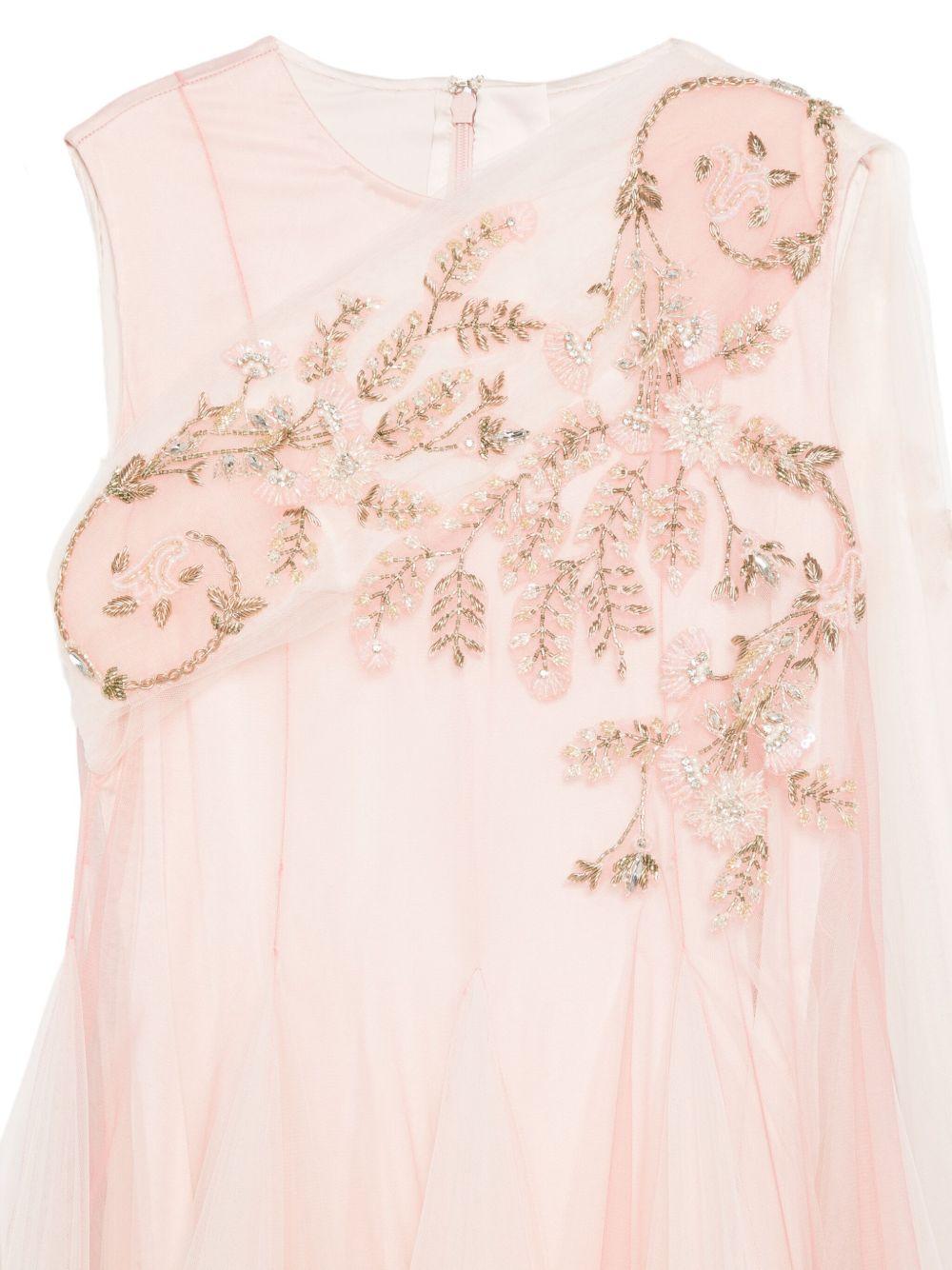 Abito per bambina Maison Ava rosa con decorazione floreale MA FW25 GC47 PINK/WHITE MAISON AVA