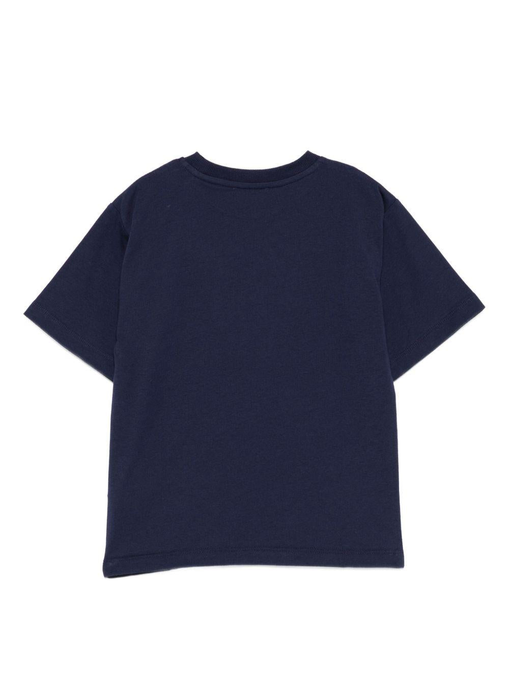 T-shirt per bambini Moschino Kids blu con logo Teddy HOM05GLAA10 40016 MOSCHINO KIDS