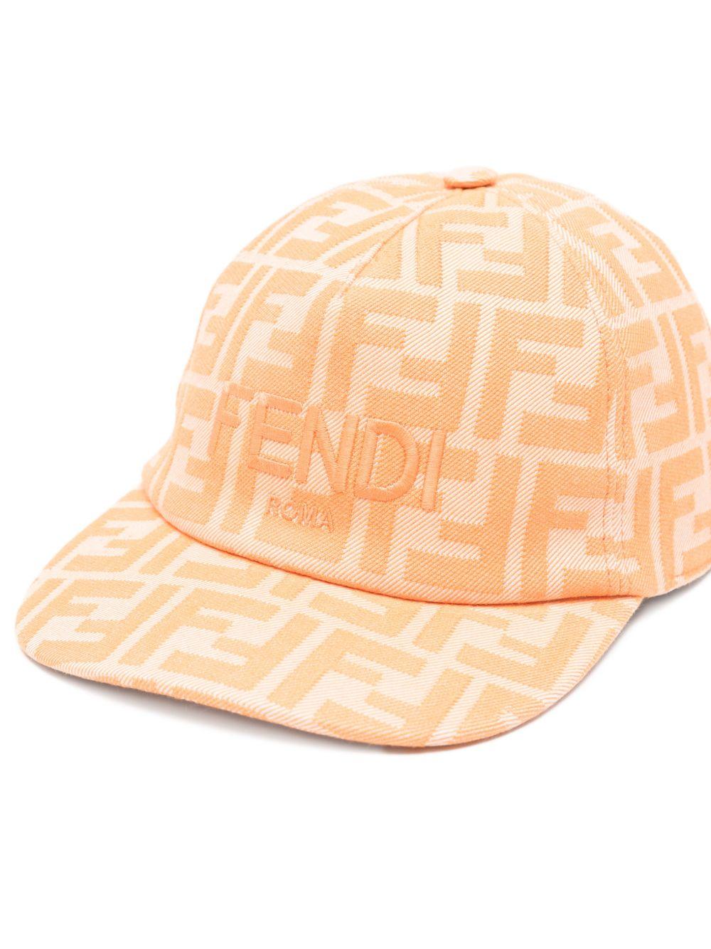 Cappello per bambino Fendi Kids arancione con logo all-over JFP082 AWF6 F1VHH FENDI KIDS