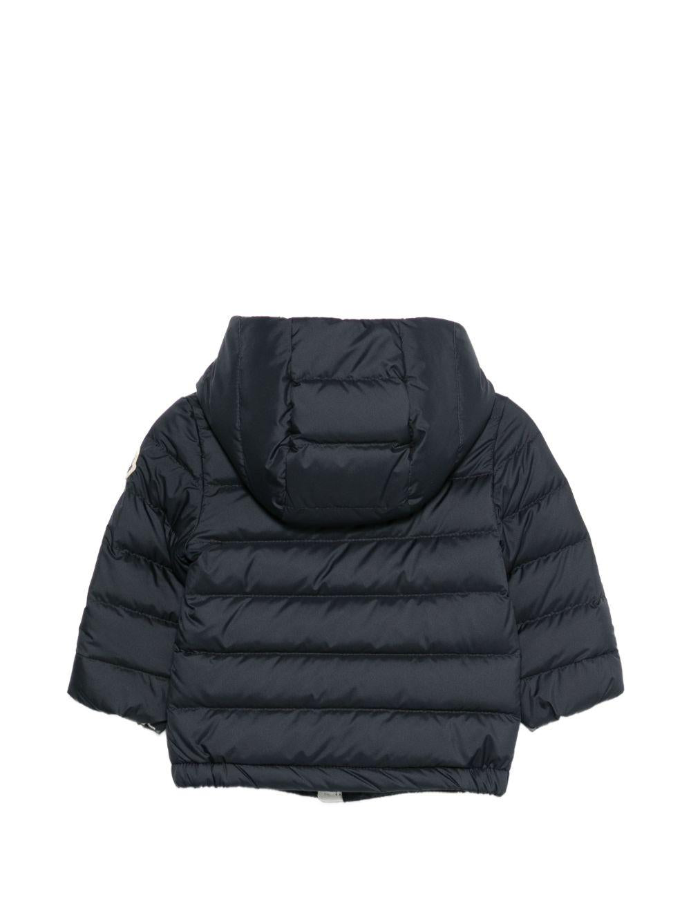 Giubbino per neonato Moncler Enfant blu scuro con cappuccio L19511A00006597X2 77G MONCLER ENFANT