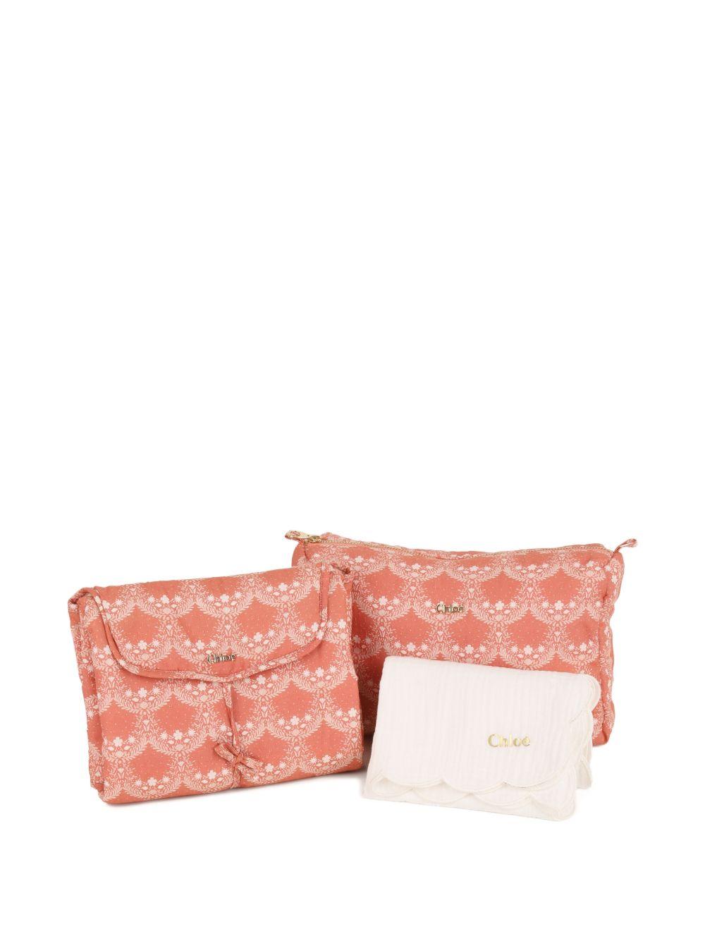 Set trousse da bagno piccola, coperta neonato, tappetino per il cambio per neonata Chloé Kids rosa a fiori C20936 45U CHLOE' KIDS