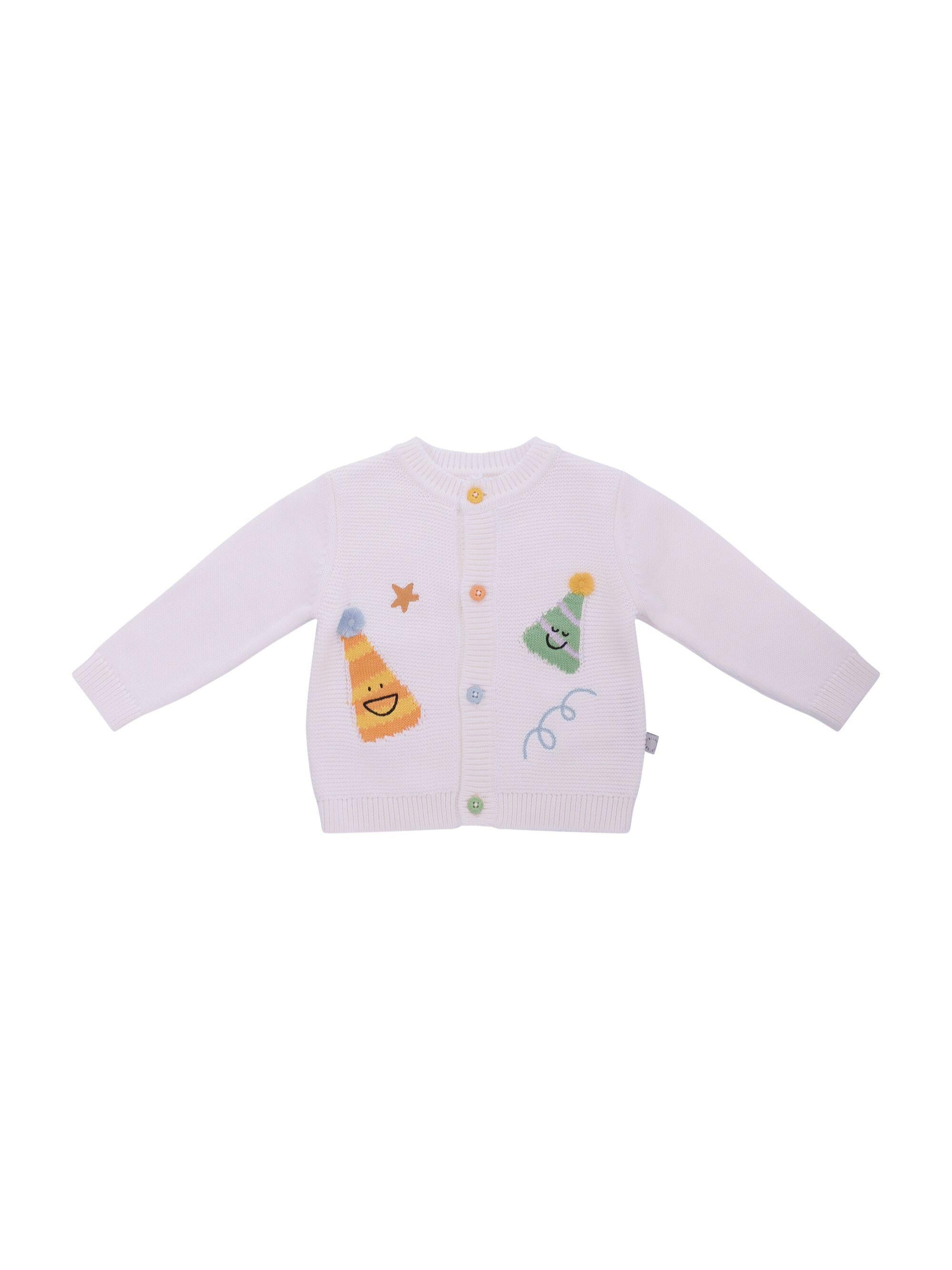 Cardigan per neonati Stella McCartney Kids bianco con ricamo cappelli da festa TY9520 Z2423 101 STELLA McCARTNEY KIDS