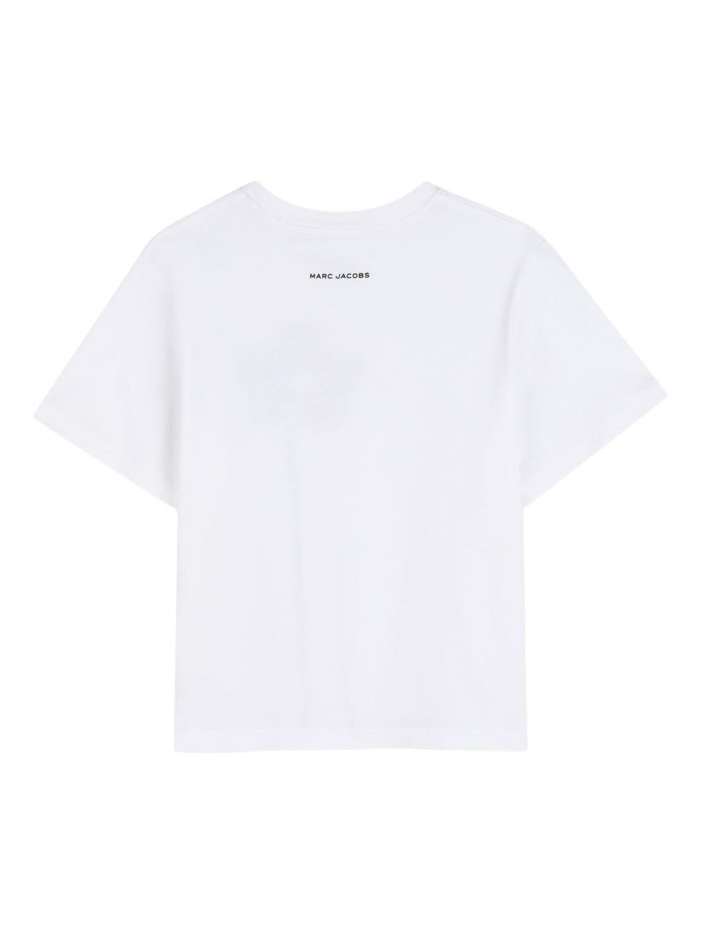 T-shirt per bambina The Marc Jacobs Kids bianca con applicazione a fiore W60735 10P THE MARC JACOBS KIDS