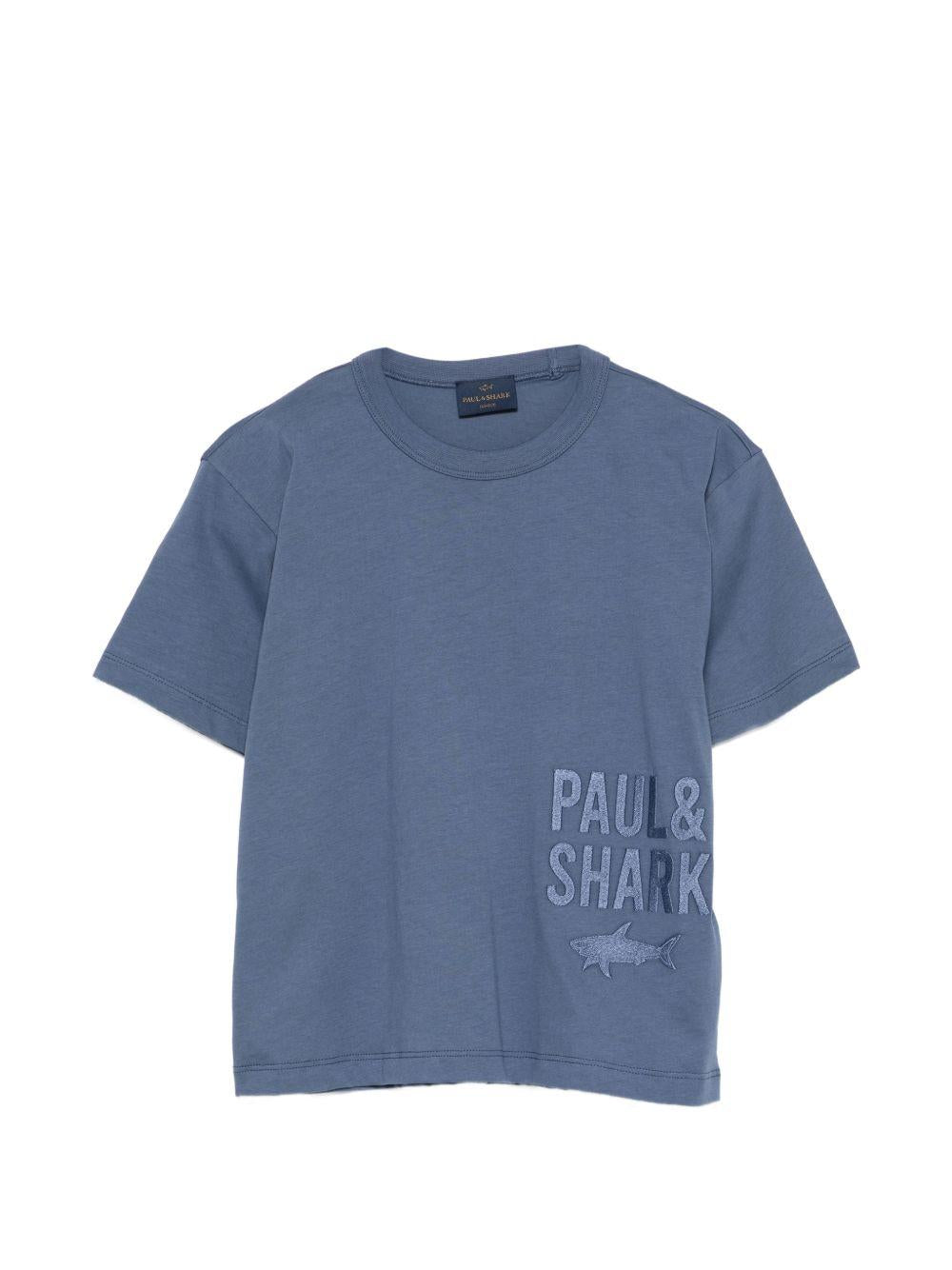 T-shirt per bambino Paul & Shark Kids blu con logo sul davanti WUM006LAA53 41110 PAUL & SHARK KIDS